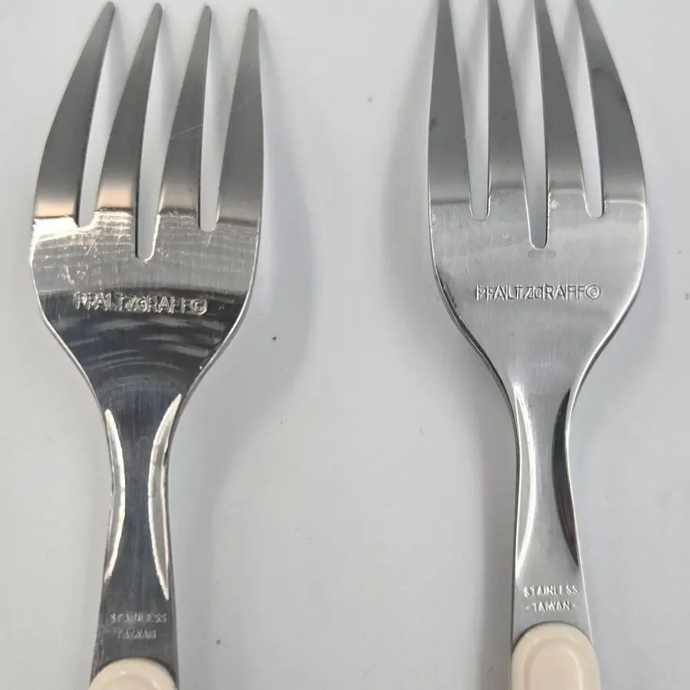 Two Pfaltzgraff Snow Village Stainless Steel Salad Fork Replacements